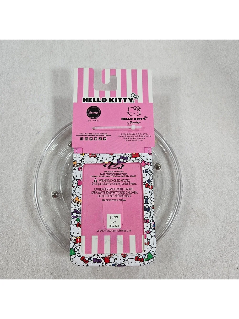 Fast Forward Hello Kitty Card Holder NWT Pink Faux Leather Flap Button Snap New
